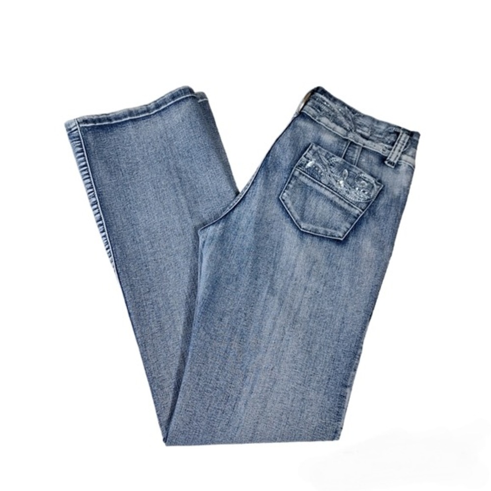 Y-Jeans Women's Denim Rhinestone Boot-Cut Blue‎ Jeans Size 9